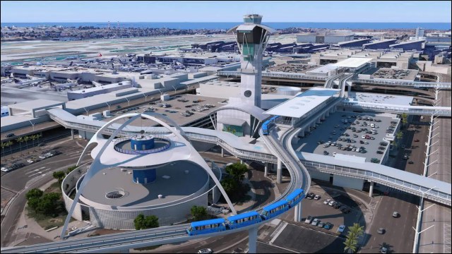 Los Angeles International airport birds eye view render