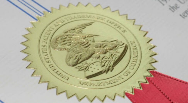 US Patent and Trademark seal on a certificte