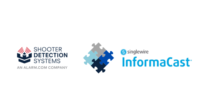 Shooter Detection Systems and Singlewire InformaCast logos