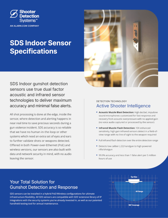 SDS Indoor Gunshot Detection Spec Sheet