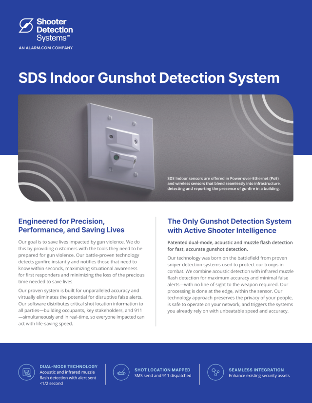 SDS Indoor Gunshot Detection Sensor Brochure